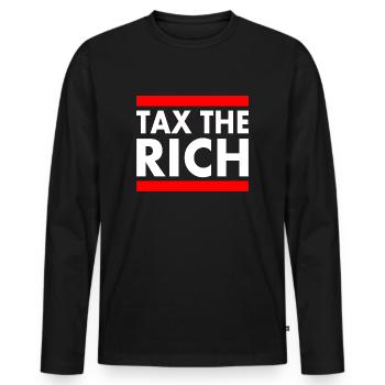 Tax the rich - Männer Premium Bio Langarmshirt - Schwarz - Vorne - Nico (187cm)