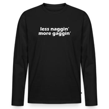 Moins de harcèlement, plus de bâillonnement, de torride, d’embarrassant - T-shirt manches longues Premium bio Homme - noir - Devant - Nico (187cm)