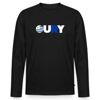 Uruguay - Men's Premium Organic Long Sleeve Shirt - black - Front - Nico (187cm)