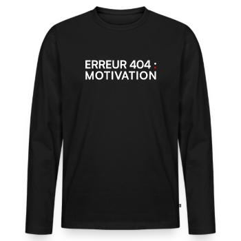 ERREUR 404 Motivation – Humour Geek - T-shirt manches longues Premium bio Homme - noir - Devant - Nico (187cm)