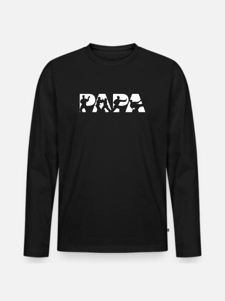 Judo Papa Martial Arts Master Silhouette - Men's Premium Organic Long Sleeve Shirt - black