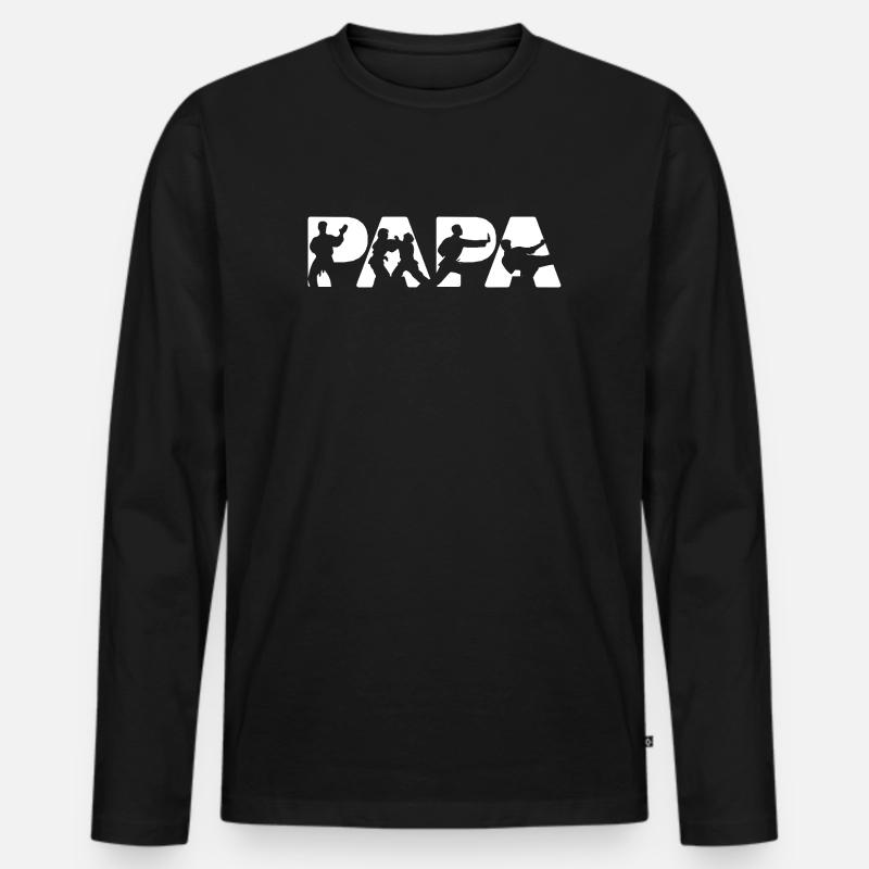 Judo Papa Kampfkunstmeister Silhouette - Männer Premium Bio Langarmshirt - Schwarz