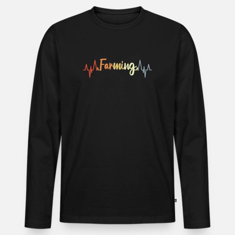 Landwirt Herzschlag - Männer Premium Bio Langarmshirt - Schwarz