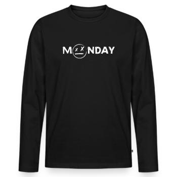 « Je n’aime pas » les lundis - T-shirt manches longues Premium bio Homme - noir - Devant - Nico (187cm)