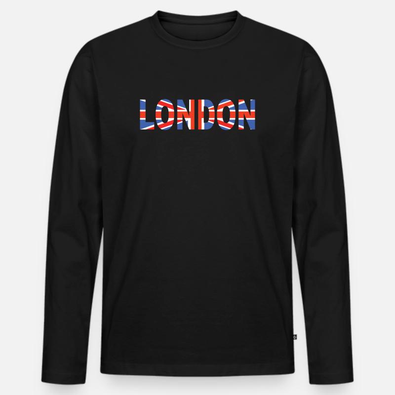 London hingelegt mit Flagge - Männer Premium Bio Langarmshirt - Schwarz