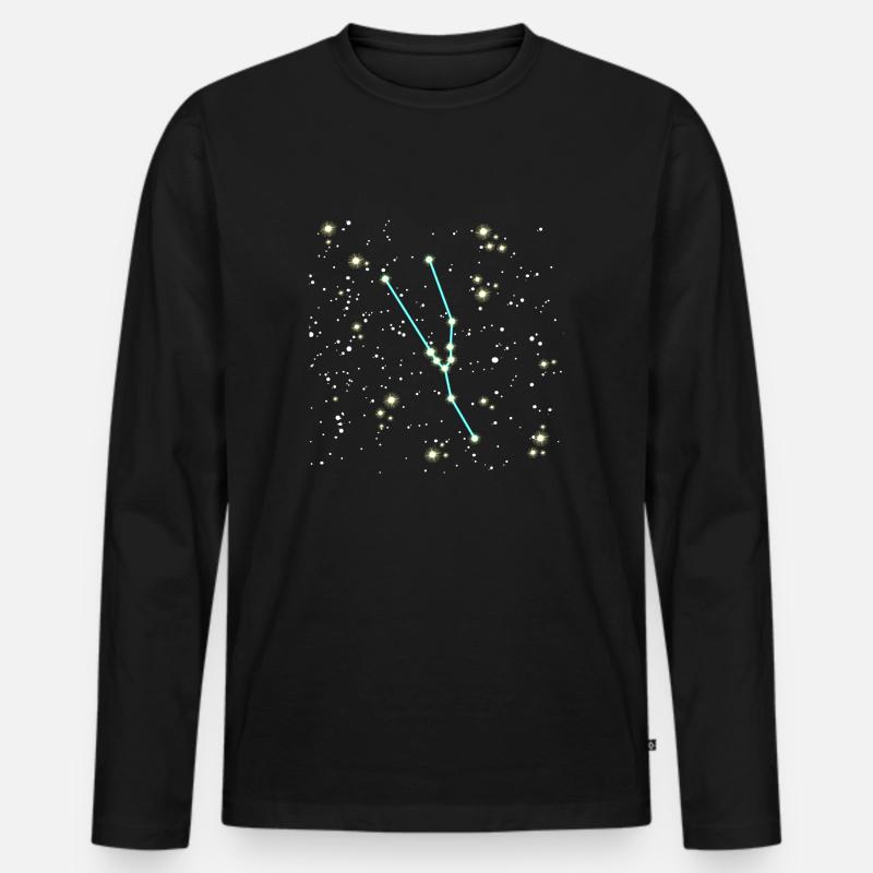 Stier Sternzeichen Weltall Design - Männer Premium Bio Langarmshirt - Schwarz