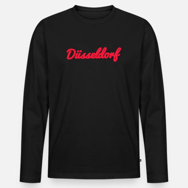 Düsseldorf Script Stadtlogo - Männer Premium Bio Langarmshirt - Schwarz