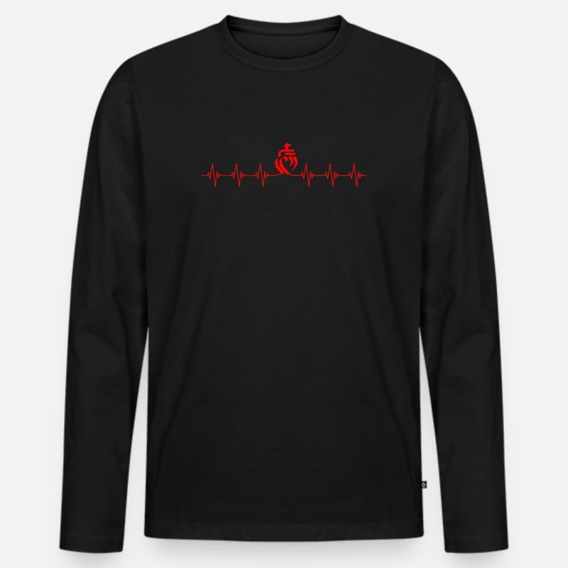 Vendée Herzfrequenz-Aufsatz - Männer Premium Bio Langarmshirt - Schwarz