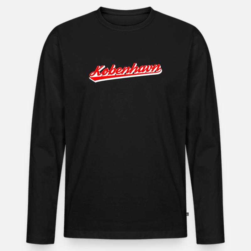 København Script Retro Logo - Männer Premium Bio Langarmshirt - Schwarz