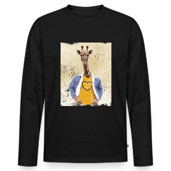 Giraffe Gfk gewaltfreie Kommunikation - Männer Premium Bio Langarmshirt - Schwarz - Vorne - Nico (187cm)