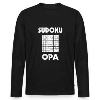 Sudoku Opa Rätsel Design - Männer Premium Bio Langarmshirt - Schwarz - Vorne - Nico (187cm)