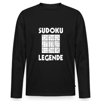 Sudoku Legende - Zahlenrätsel lösen - Männer Premium Bio Langarmshirt - Schwarz - Vorne - Nico (187cm)