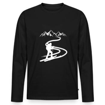 Tourenski Tourengeher Skitour Berg Design - Männer Premium Bio Langarmshirt - Schwarz - Vorne - Nico (187cm)