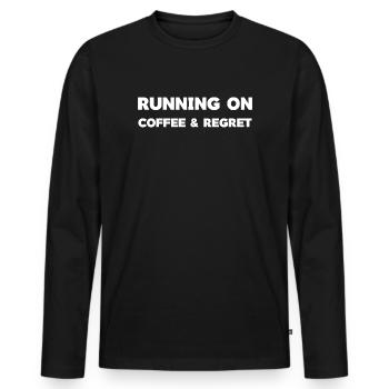 Lebendiges Kaffeezeit-Typografie-Design - Männer Premium Bio Langarmshirt - Schwarz - Vorne - Nico (187cm)