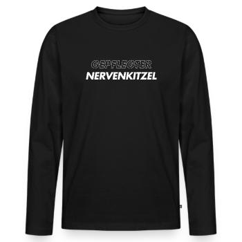 Gepflegter Nervenkitzel  - Männer Premium Bio Langarmshirt - Schwarz - Vorne - Nico (187cm)