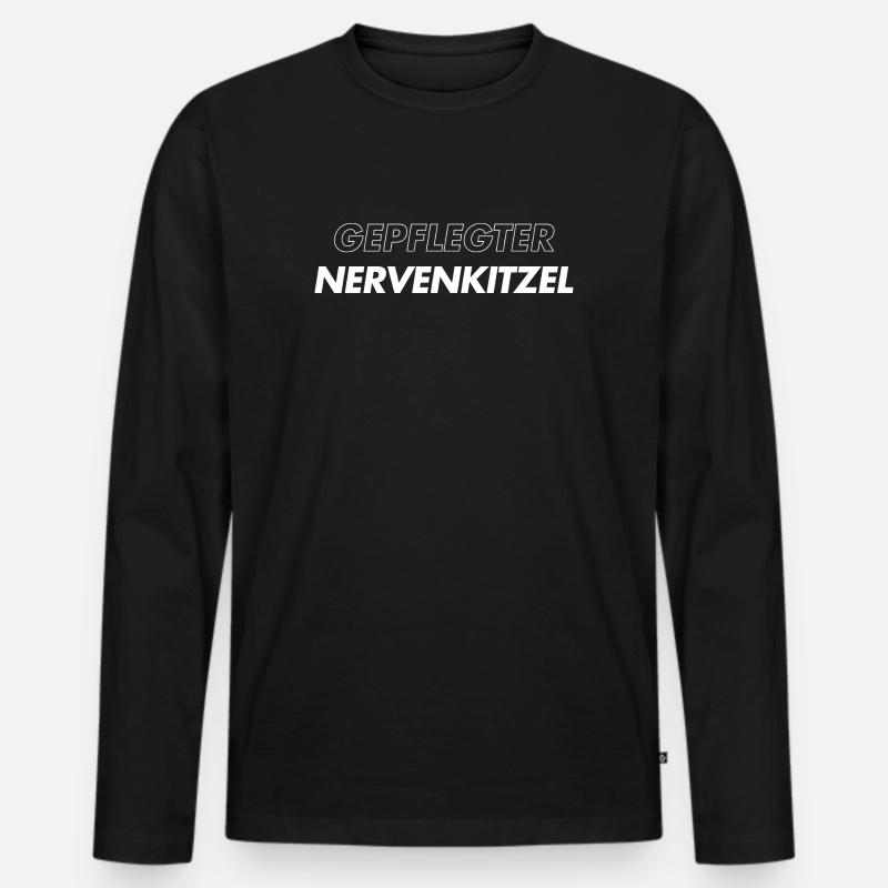 Gepflegter Nervenkitzel  - Männer Premium Bio Langarmshirt - Schwarz