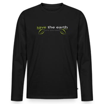 save_the_earth - T-shirt manches longues Premium bio Homme - noir - Devant - Nico (187cm)