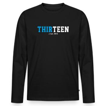 13th Birthday 2026 Thirteen Teen Gift Idea - Men's Premium Organic Long Sleeve Shirt - black - Front - Nico (187cm)