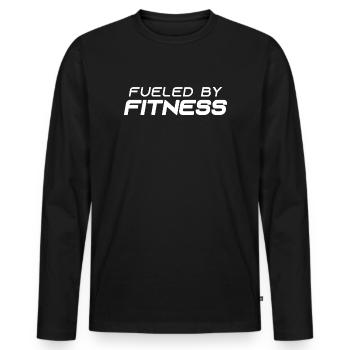 Fueled by Fitness - Sport - Gym - Athletics - Männer Premium Bio Langarmshirt - Schwarz - Vorne - Nico (187cm)