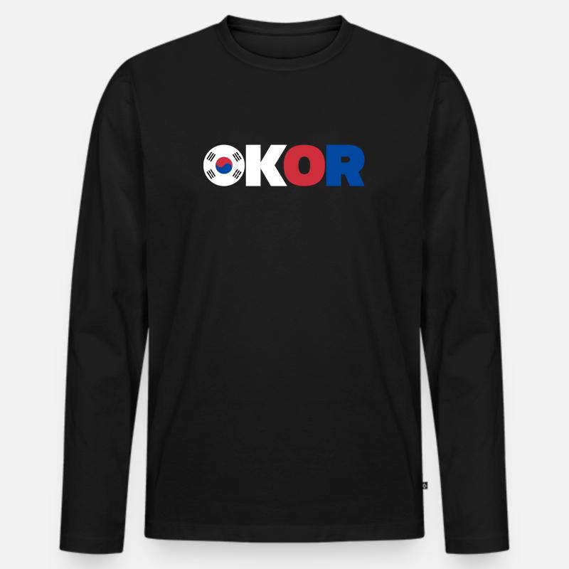 Korea - Männer Premium Bio Langarmshirt - Schwarz