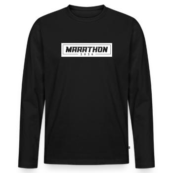 Marathon 2026 Running - Men's Premium Organic Long Sleeve Shirt - black - Front - Nico (187cm)