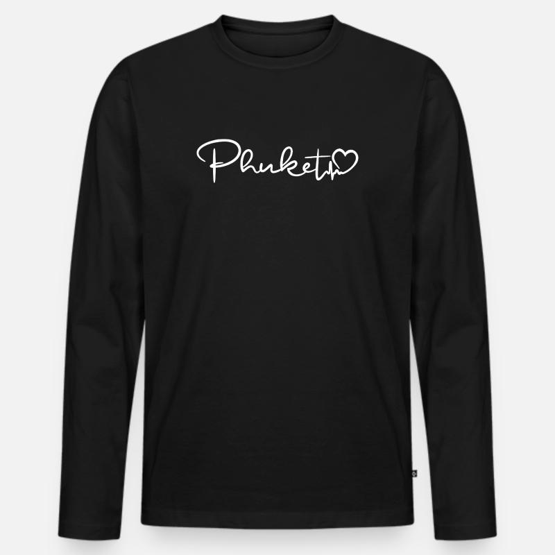 Phuket Herzschlag Thailand - Männer Premium Bio Langarmshirt - Schwarz