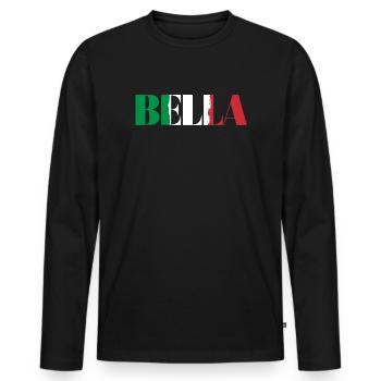 Bella Italia - Männer Premium Bio Langarmshirt - Schwarz - Vorne - Nico (187cm)