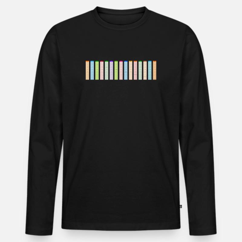 Nummerierte bunte Multiplikationstabelle 15x15 - Männer Premium Bio Langarmshirt - Schwarz