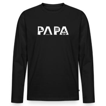 Camping Papa - Men's Premium Organic Long Sleeve Shirt - black - Front - Nico (187cm)