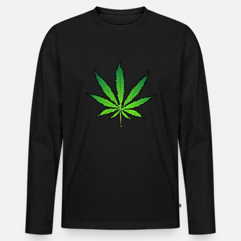 Cannabis Weed Haschisch kiffen - Männer Premium Bio Langarmshirt - Schwarz