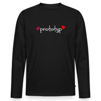 #prototyp - Männer Premium Bio Langarmshirt - Schwarz - Vorne - Nico (187cm)