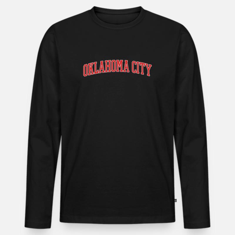 Oklahoma City Bogen-Schrift - Männer Premium Bio Langarmshirt - Schwarz