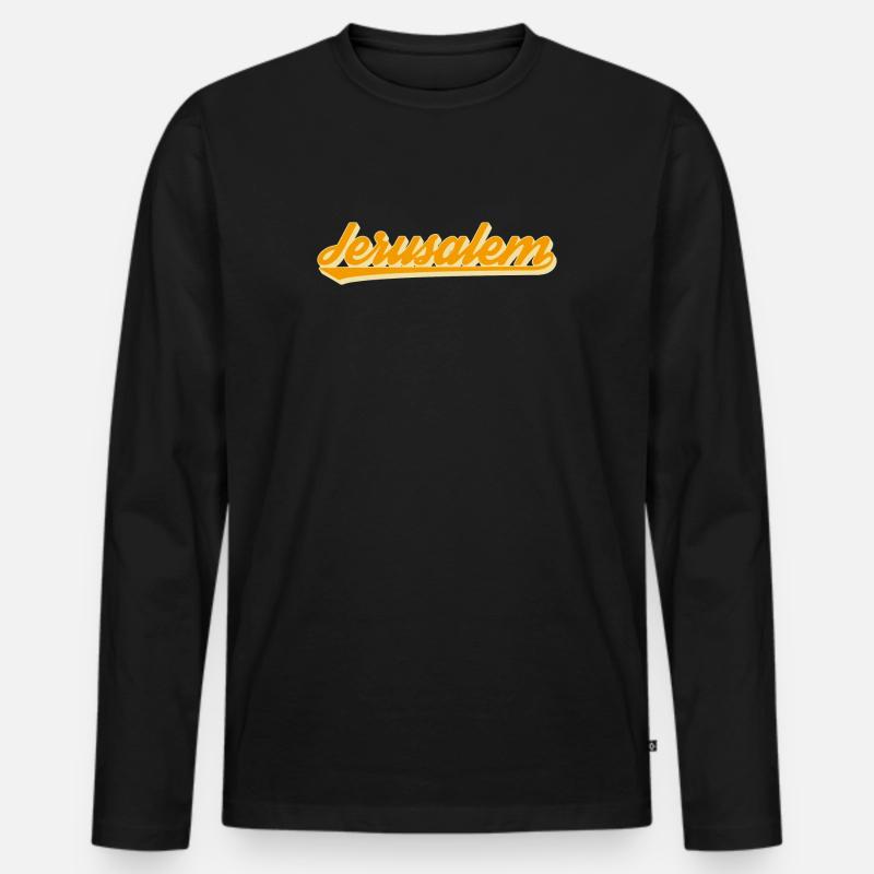 Jerusalem Retro Script - Men's Premium Organic Long Sleeve Shirt - black