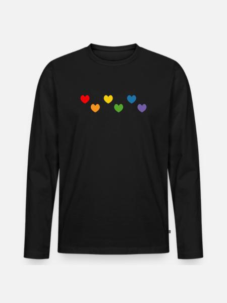 Rainbow Heart Tshirt Mix LGBTQ - Men's Premium Organic Long Sleeve Shirt - black