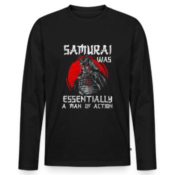 Katana Guerrier Aïkido Japon - T-shirt manches longues Premium bio Homme - noir - Devant - Nico (187cm)
