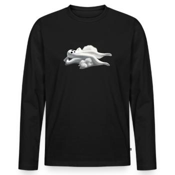 Relaxed Ghost Halloween - Fantasma Relax - Men's Premium Organic Long Sleeve Shirt - black - Front - Nico (187cm)