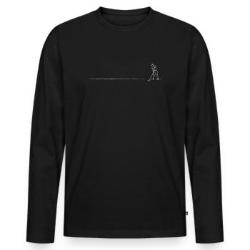 Golf, Mann, Silhouette, weiße Linien - Männer Premium Bio Langarmshirt - Schwarz - Vorne - Nico (187cm)