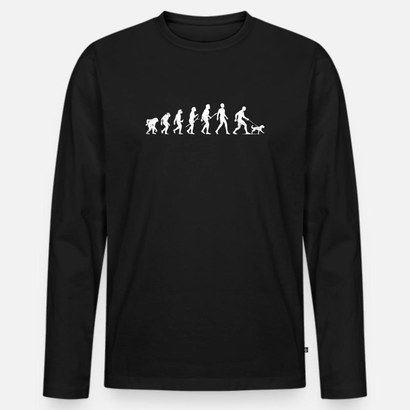 Evolution von Mensch und Hund - Männer Premium Bio Langarmshirt - Schwarz