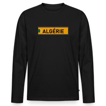 Plaque d'immatriculation Algérie Jaune - T-shirt manches longues Premium bio Homme - noir - Devant - Nico (187cm)