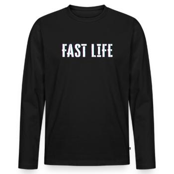 Fast Life - Männer Premium Bio Langarmshirt - Schwarz - Vorne - Nico (187cm)