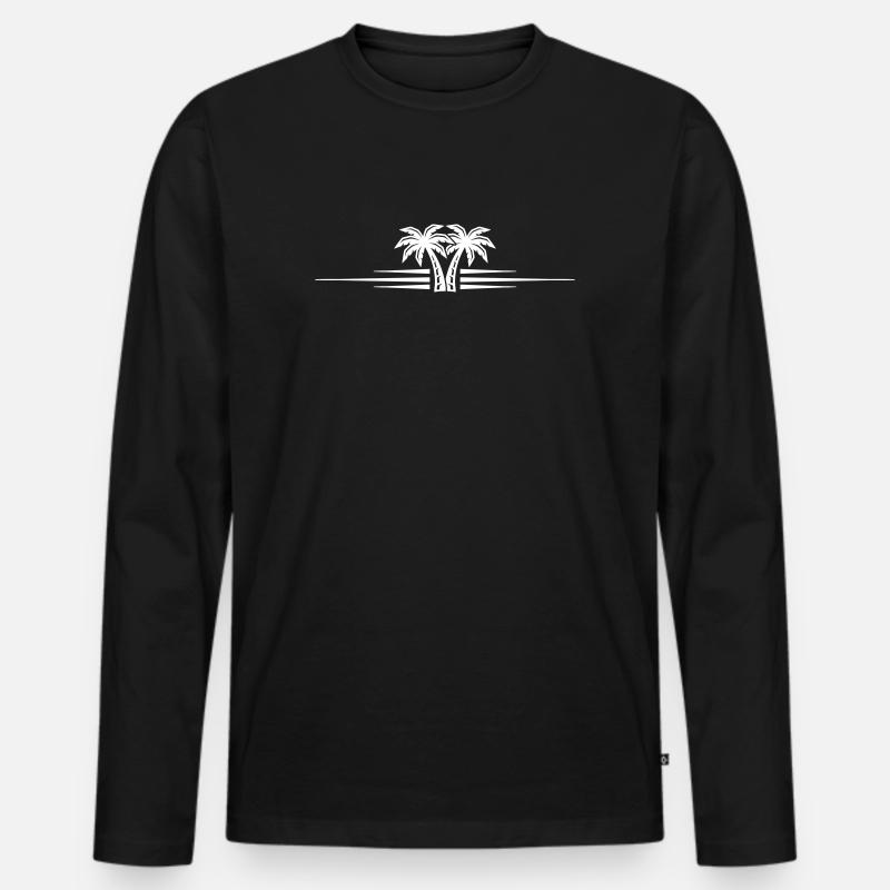 Palmen Symbol Linie - Männer Premium Bio Langarmshirt - Schwarz