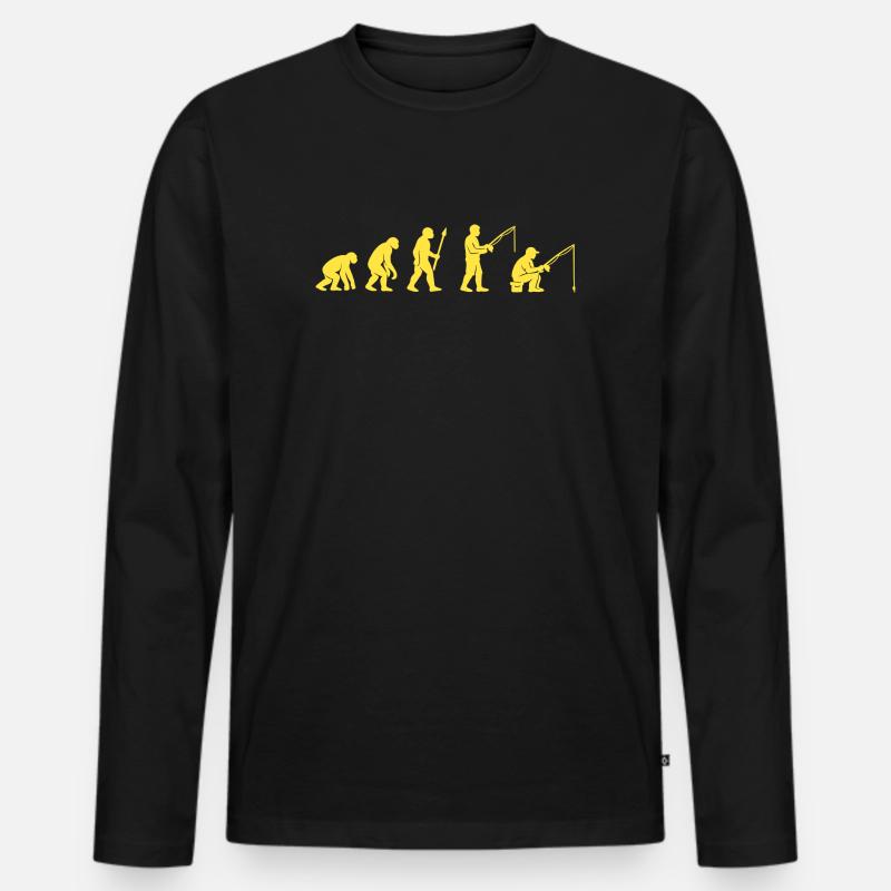 Fischereievolution Pfad Design - Männer Premium Bio Langarmshirt - Schwarz