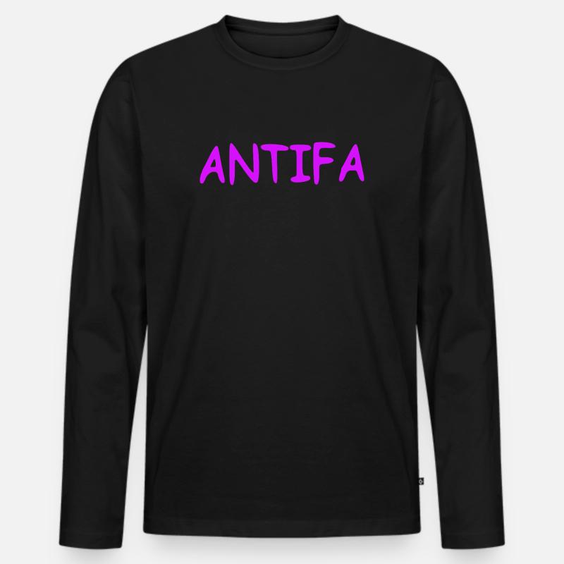 Antifa - lilac - Männer Premium Bio Langarmshirt - Schwarz