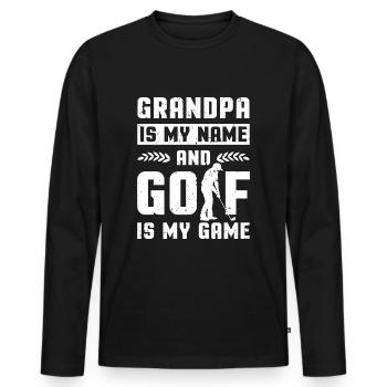 Grand-père Is My Name And Golf Is My Game - T-shirt manches longues Premium bio Homme - noir - Devant - Nico (187cm)