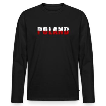 Poland design in grunge style - Men's Premium Organic Long Sleeve Shirt - black - Front - Nico (187cm)