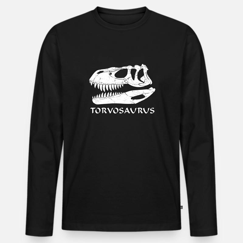 Torvosaurus Fossil Schädel - Männer Premium Bio Langarmshirt - Schwarz