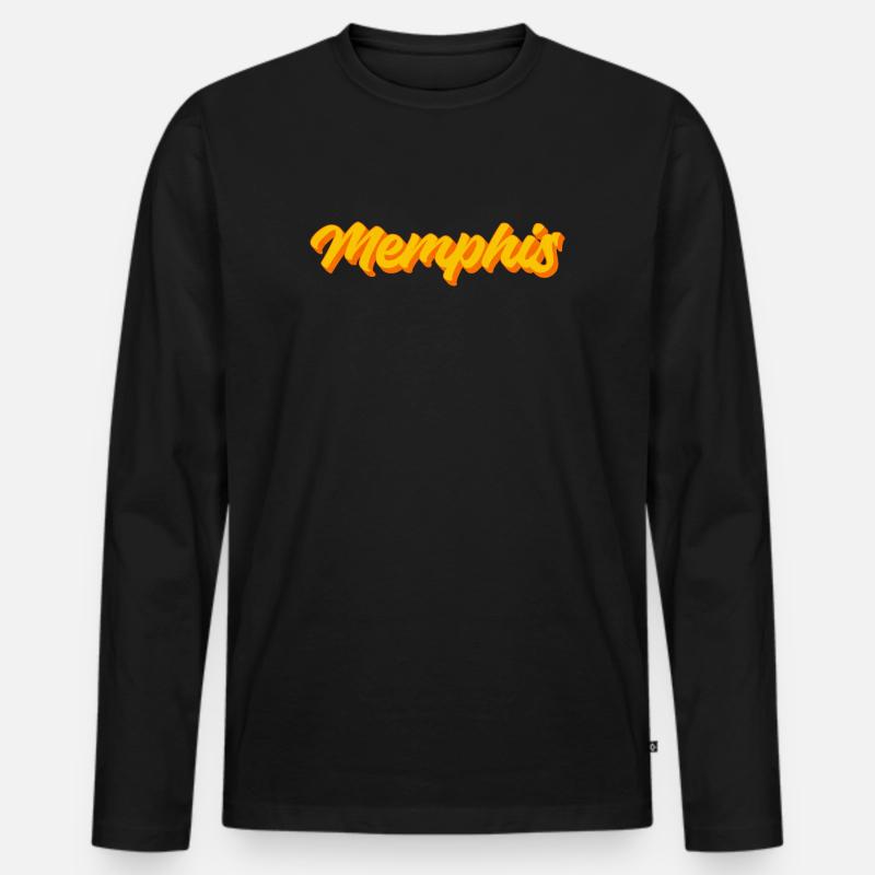 Memphis Retro Script Sunset - Männer Premium Bio Langarmshirt - Schwarz