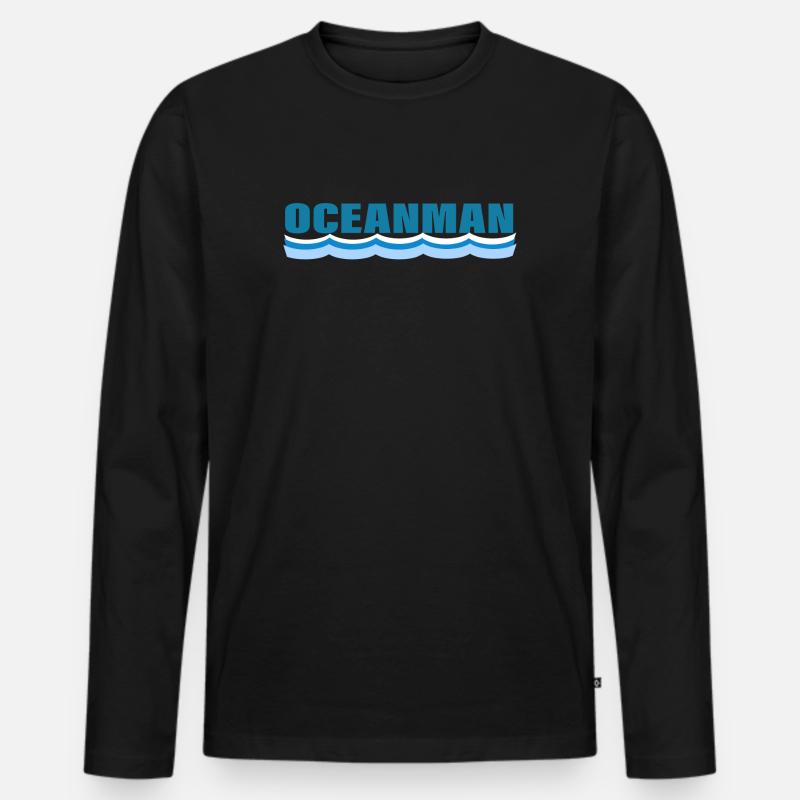 OCEANMAN - Männer Premium Bio Langarmshirt - Schwarz