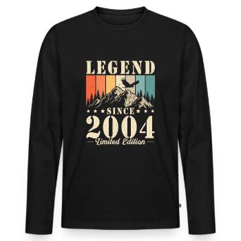 Légende depuis 2004 Vintage cadeau d’anniversaire - T-shirt manches longues Premium bio Homme - noir - Devant - Nico (187cm)