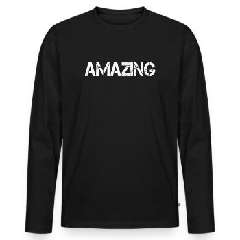 AMAZING - Men's Premium Organic Long Sleeve Shirt - black - Front - Nico (187cm)
